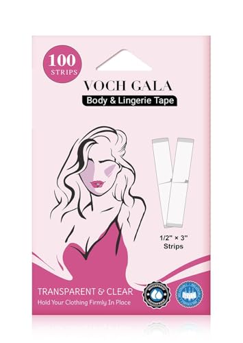 VOCH GALA Double Sided Tape for Clothes & Body (100 Strips) – All‑Day Hold Lingerie Tape for...