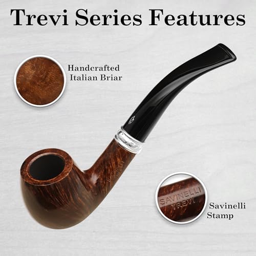 Savinelli Trevi Series - Italian Handmade Mediterranean Briar Wood Pipe, Bent Billiard, Polished Finish, 6mm, 602 - Image 3
