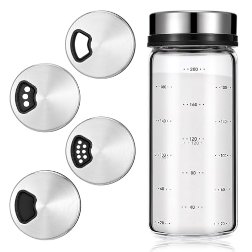 1 Salt Shaker, Salt Dispenser, Seasoning Shaker – 200ml Heat-Resistant Glass Spice Jar with Adjustable Rotating Lid for Kitchen, Dining, or Decorative Use (Leak-Proof)