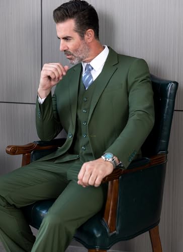 Men's 3 Piece Slim Fit Suits Wedding Groomsmen Prom Business Suit One Button Notch Lapel Blazer Jacket Vest Pants Tuxedo Set4