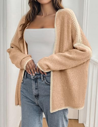 Image of PRETTYGARDEN Womens Oversized Cardigan Sweaters 2026 Fall Long Lantern Sleeve Knit Open Front Lightweight Sweater