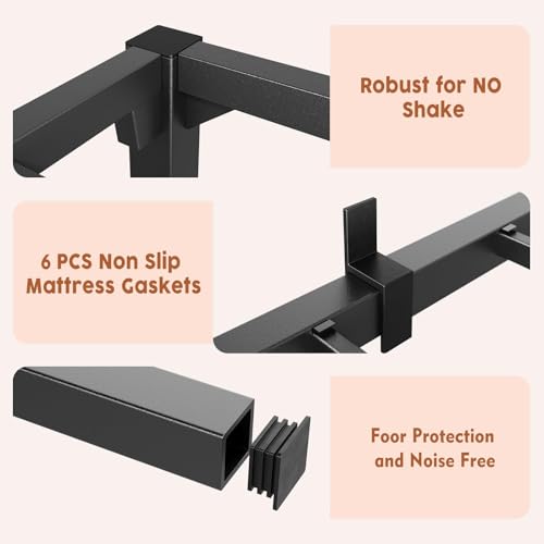 Image of GarveeLife 16 in Queen Heavy Duty Metal Bed Frame with Under-Bed Storage, Noise-Free Mattress Foundation, No Box Spring Needed, Easy Assembly, Strong Weight Capacity