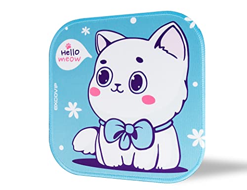 Beau tapis de souris avec base en caoutchouc antidérapant texturé ordinateur de souris avec bords cousus optimisé pour porter des tapis de souris 22 x 22 cm Chat bleu EXCOVIP 9823 Cover