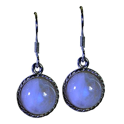 Pendientes de plata ley 925 con piedra lunar fina redonda