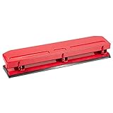 Three Hole Punch - 3 Hole Punches - Three Ring Hole Punch, Red, 10.5 x 1.6 x 2.1 Inches