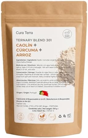 Mascarilla Facial de Arcilla Blanca de Caolín con Cúrcuma y Arroz...