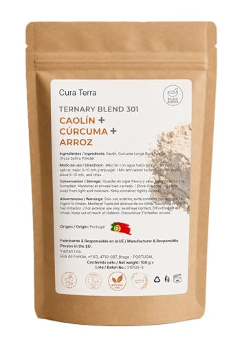Mascarilla Facial de Arcilla Blanca de Caolín con Cúrcuma y Arroz | 100 g