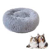 Zykphao Donut Hundebett 50 cm – flauschiges Plüsch-beruhigendes Haustierbett mit rutschfester...