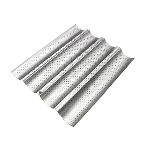Moule à baguettes, accessoires de cuisson, plaque de cuisson avec revêtement anti-adhésif pour 4 baguettes, plaque de cuisson pour pain (38 x 32,5 x 2,5 cm,...