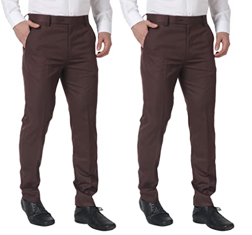 Image of MALENO Men's Regular Fit Polycotton Trouser Pant's Formal Trouser Casual Trouser Pant Combo (Pack of 2)