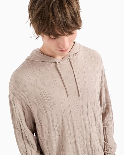 Armani Exchange Men's Pullover Sweater with Hoodie and Embossed All Over Logo2