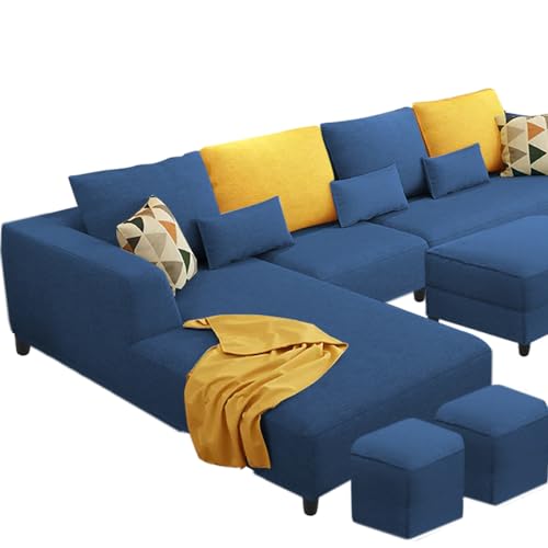 Image of Casaliving Minta Seater L Shape Sofa Set for Living Room (Blue, 8S-LHS)