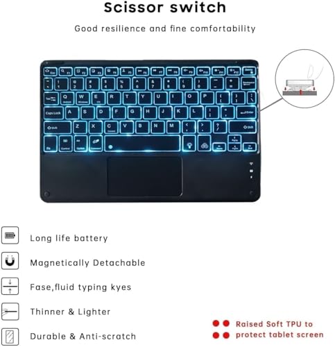 Image of ProElite TouchPad Keyboard case for OnePlus Pad 4 13.2 inch, Magnetic Detachable Wireless Bluetooth TouchPad Keyboard OnePlus Pad 4 13.2 inch (Built-in 7-Colors Backlit), Dark Blue