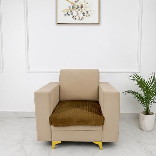 Image of Homerz Premium Petal Charm Sofa Cover | Embossed Floral Pattern | Soft Touch, Anti-Dust & Easy Wash Fabric Cloth, Washable and Durable (Mustard, 1 Seater, Only Seat Cover)