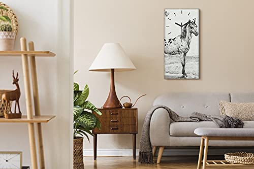 Horloge sur toile art moderne avec impression de haute qualité animaux 30x60 - 4
