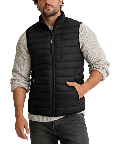 Outdoor Ventures Herren Packbare Steppweste Outdoor Übergangswesten Gefütterte Hybrid Sportwesten für Männer Laufen Golf Wandern Reiten Schwarz M