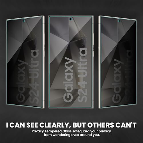 Image of ArmourPro Anti-Spy Matte Privacy Tempered Glass for Samsung Galaxy S24 Ultra with Edge to Edge Protector Coverage and Easy Installation kit | Black, Pack of 2