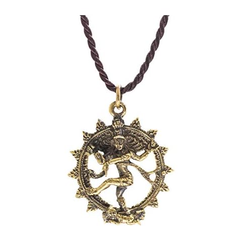 Artschatz Brass Shiva Nataraja Pendant with Necklace Cover