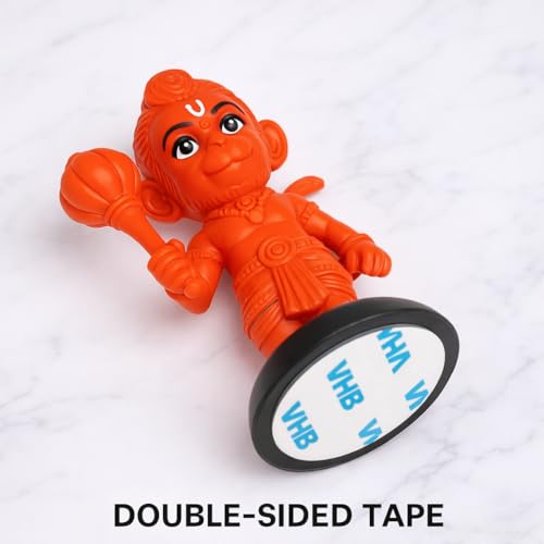 Image of Hanuman Dashboard Idol for Car | Premium Resin Hindu God Murti | Double-Sided Tape Base | Vastu & Spiritual Protection | Home Temple & Car Decor | Gift for Festivals | Kesari Color