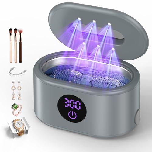 Image of Jewelry Cleaner Ultrasonic Cleaner Machine, with 20oz 304 Stainless Steel Tank, Dual Modes & LED Display - for Jewelry, Eyeglasses, Watches, Dentures, Retainers & More-Gray
