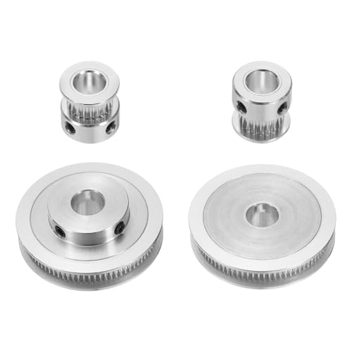 QUARKZMAN 2 Set GT-2 Synchronrad 20&80 Zähne 8&12mm Bohrung Aluminiumlegierung Zahnriemenscheibe mit 2 Stück Länge 250mm Breite 6mm Riemen für 3D-Drucker CNC-Maschine (20-80T-8&12B-6)