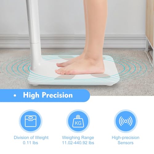 Bilancia Professionale, analizzatore di Grasso corporeo con capacità di 440 libbre, Bilancia Digitale Intelligente da Bagno con Display LCD per la misurazione di Peso/Altezza/BMI