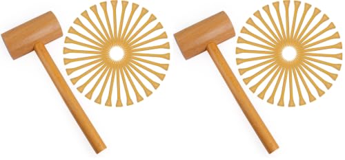 Image of Wooden Mallet Hammering & Pounding Toys Set Simulation Wooden Mallet Toddler Fake Hammer Portable Toy Hammer for Kids (Pack of 2)