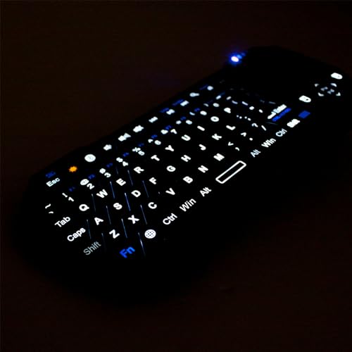 Image of Fosmon Mini Keyboard with Touchpad Mouse, 2.4G Wireless+ Bluetooth, Backlit | 500mAh Rechargeable Battery, QWERTY Keypad Compatible with PS5, Android TV Box, PC /TV /HTPC, Nvidia Shield for Travel,Home Use