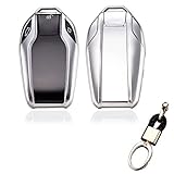 Royalfox(TM) Soft TPU Smart Display LCD Remote Key Fob case Cover for BMW 5 Series(2018) 528Li 530Li 540Li,BMW 2016 2017 2018 7 Series G11 G12 (Silver)