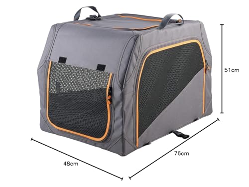 HUNTER faltbare Hundebox mit Aluminium-Gestell, Farbe: anthrazit/orange, faltbar & leicht, Alu-Gestell, Mesh-Fenster, waschbare Liegematte, Größe: M