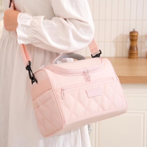 Image of WEMOL Insulated Lunch Bag for Travel, 8L Leakproof Tote Bag with Strap (Lunch Tote - Pink)