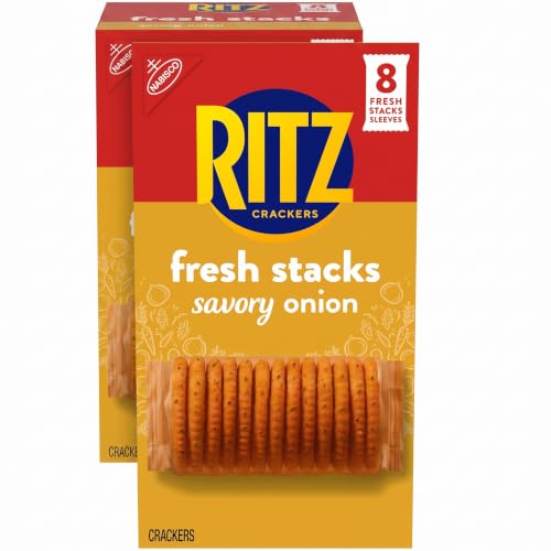 RITZ Fresh Stacks Savory Onion Crackers, Travel Snacks, 11.5 oz (8 Multi Snack Packs) (Pack of 2)