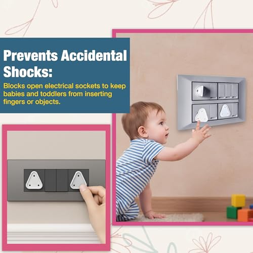 Image of Safe-O-Kid Baby Safety Socket Covers (Set of 5) 4 Standard & 1 Power Plug Covers for Baby Proofing Electrical Outlets | Child Proof Electric Socket Protector & Dummy Plug Guards for Kids - White