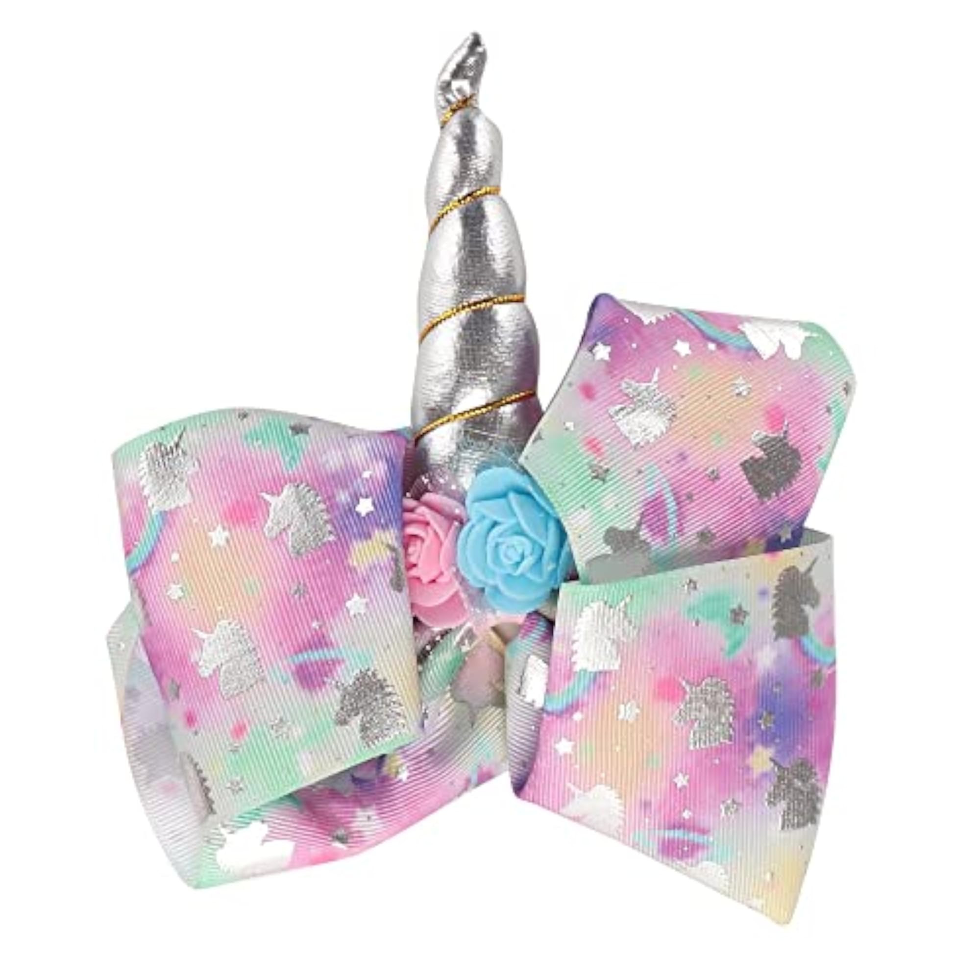 Unicorn Bow Ribbon Hair Clip for Girls
