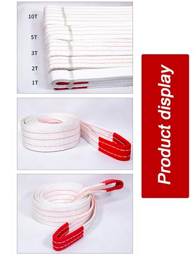 Eslinga de elevación de ojos plana resistente, capacidad de 10000 libras, correa de recuperación de poliéster para cabrestante y protector de árboles, correa de red duradera para un levantamiento