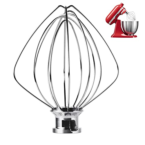 Edelstahl-Schneebesen für KitchenAid 4,5 und 5 Quart Mittelgroße Küchenmaschinen mit kippbarem Motorkopf, K45WW 6-Draht Peitsche Aufsatz, Ballon Rührbesen, Zubehör für Kitchen Aid Standmixer