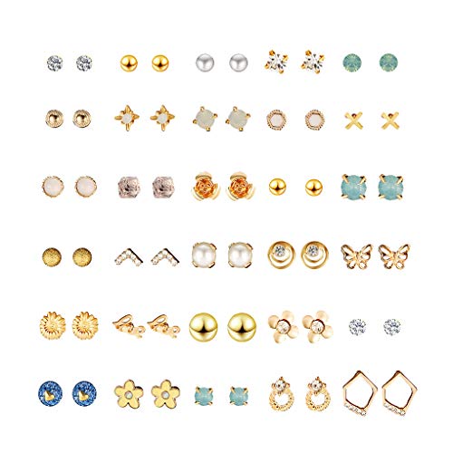 Windy5 30 Paar Mehrere Ohrstecker Ohrringe Set Verschiedene Kristall Strass Frauen Piercing Ohrringe