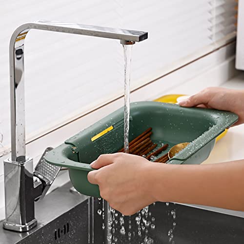 Sink Colander Over The Sink Strainer Basket 1 Pack Extendable Plastic Fruit Vegetable Strainer Food Drainer For Kitchen #TOP2