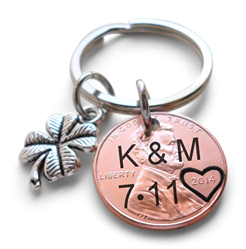Jewelryeveryday Custom Hand Stamped Personalized Penny Keychain thumb #1