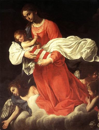 Impression sur toile L'Enfant aux anges de Baglione pour décoration murale de salon en 60x90cm