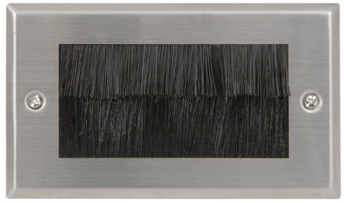 AV:Link Entry/Exit Wall Outlet UK Double Gang Faceplate Brush for Steel Cable