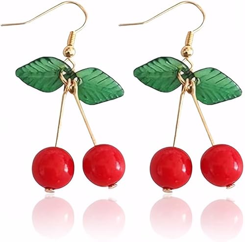 ecozran Dangle Drop Cherry Earrings Sweet Stylish Fruit Charm Earrings