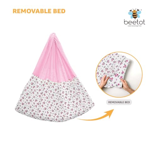 Image of Premium Swing Cradle Set | Hanging Swing Cradle, Removable 5-Layer Padded Bed & Mosquito Net | Up to 15 kg | Emily Pink