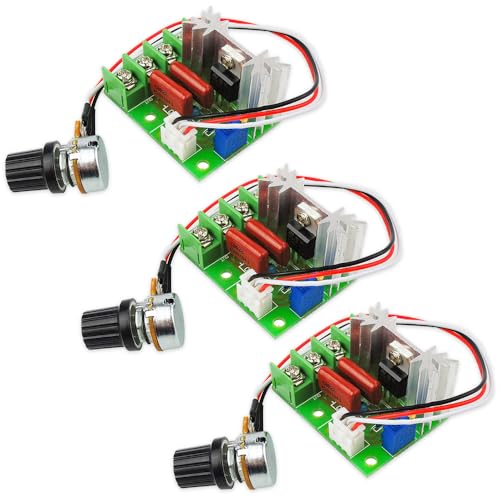 Riisoyu 3pcs Régulateur de Tension Électrique Module, AC 50-220V 2000W SCR Régulateur de Vitesse Moteur Petit Gradateur LED avec Bouton Contrôle de Vitesse...