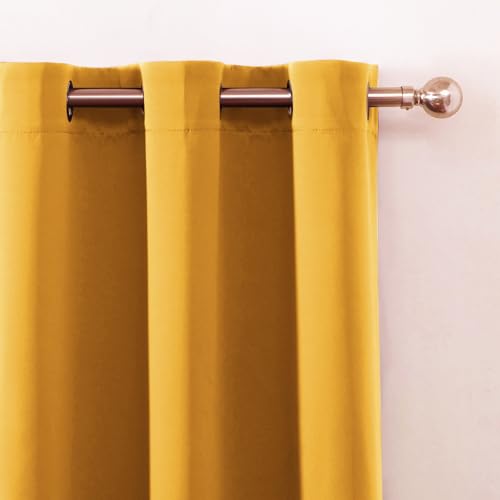 Image of LEMOMO Blackout Curtains 66 x 72 Inch Long Yellow Curtains Set of 2 Panels Room Darkening Curtains for Bedroom and Living Room