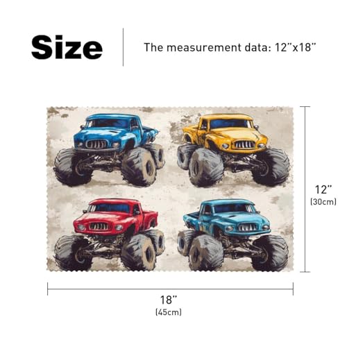 Set de table antidérapant monster truck et résistant à la chaleur x6 - 6