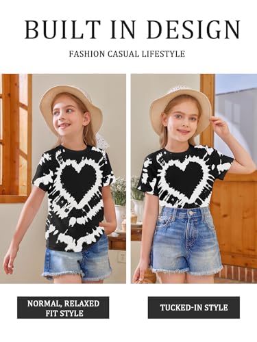 Image of Girls Short Sleeve T Shirts Kids Summer Tops Crewneck Tees 5-14 Years