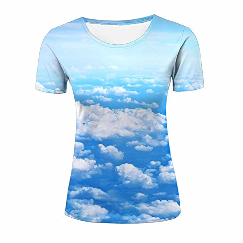 ZeShan 3D Print T Shirt Blue Sky Clouds Men Women Couple Fashion Graphics Tees L