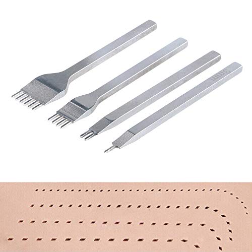 Wisfor Perforadora para Cuero, 4PCS Tenedores para Coser Cuero DIY, Herramientas para Artesanía de Cuero - 3MM