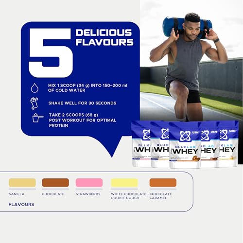 USN Blue Lab Whey Protein Powder, Vanilla Flavour - 476g (14 Servings), Premium Whey Isolate Protein Dietary Supplement, Post Workout Lean Muscle Growth BCAA Amino Acids Powder - Image 6